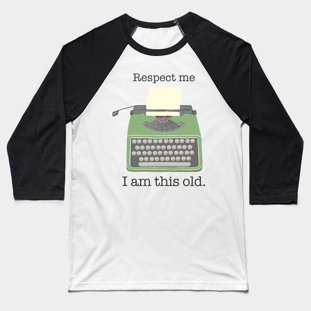 Typewriter Baseball T-Shirt by Ingridpd